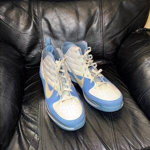 Blue and White High-Top Sneakers